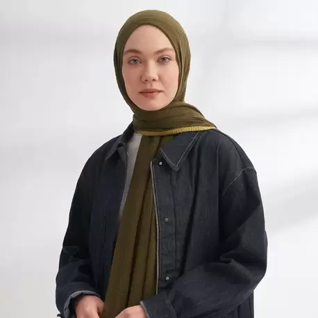 ARMANDA - 3352  Müslin Biyeli Şal - Haki