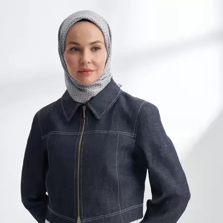 ARMANDA - 4303 NOIRE DESEN TWILL İPEK EŞARP - Gri