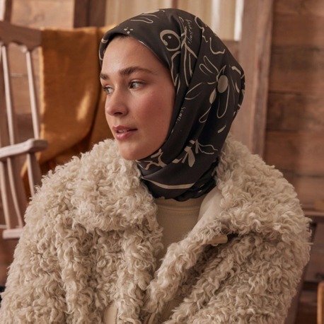 Fresh Scarfs - Luna Desen Pamuk İpek Eşarp - Acı Kahve