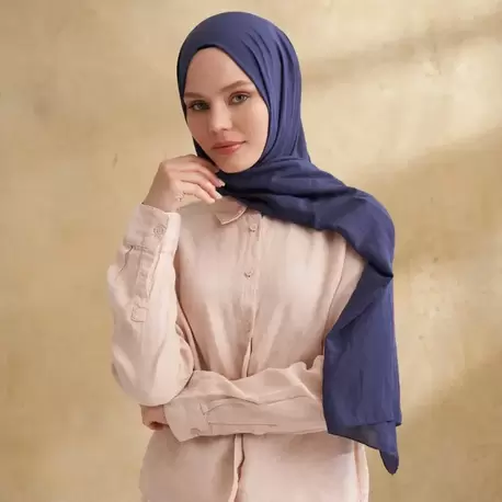 ARMANDA - 3009 Rustik Pamuksu Şal - Güvercin Mavisi