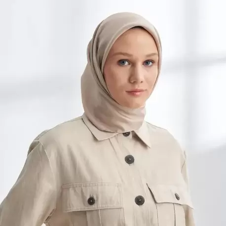 ARMANDA - 4400 Premium Twill İpek Eşarp- Açık Vizon