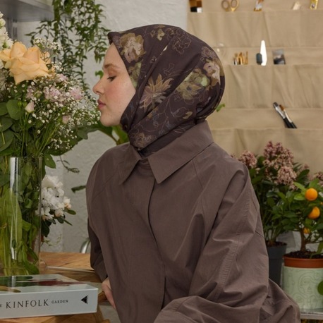 Fresh Scarfs - Delia Desen Pamuk İpek Eşarp - Kakao