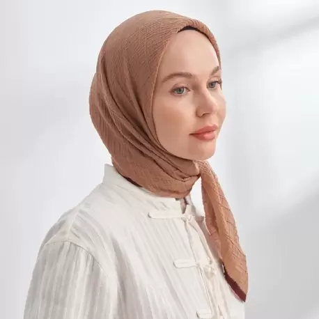 ARMANDA - 3353 Müslin Biyeli Eşarp - Deve Tüyü