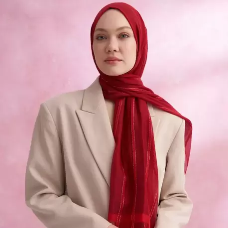 ARMANDA - 3324 İpekli Ruby Şal - Kırmızı