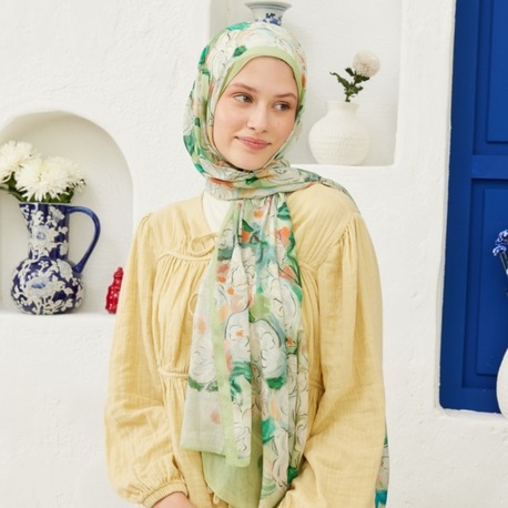 FRESH SCARFS - Linda Desen Rami Şal - Açık Yeşil