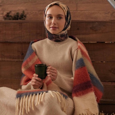FRESH SCARFS - Roslyn Desen Pamuk İpek Eşarp - Toprak