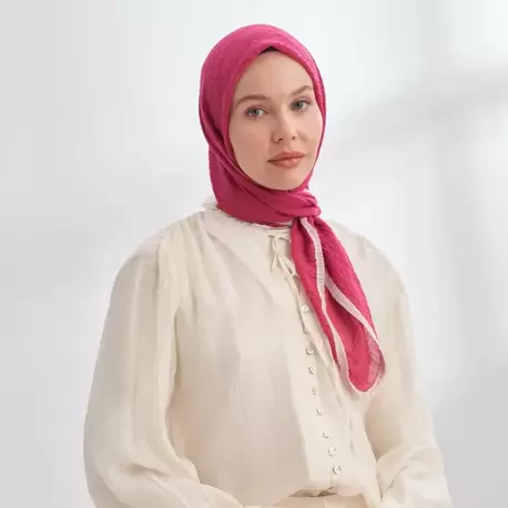 ARMANDA - 3353 Müslin Biyeli Eşarp - Fuşya