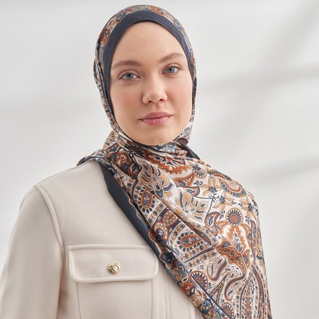ARMANDA - 6035 Pashmina Desen Şal - Siyah Taba