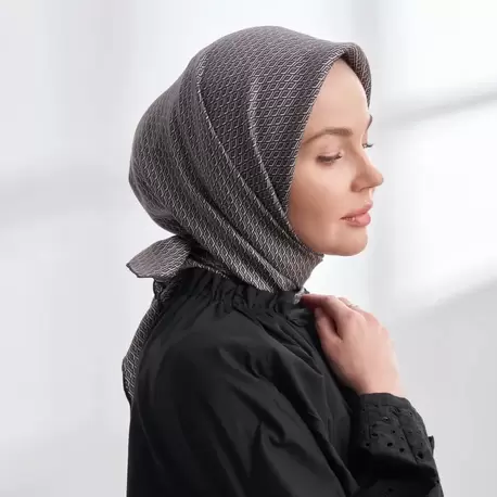 ARMANDA - 4303 NOIRE DESEN TWILL İPEK EŞARP - Siyah
