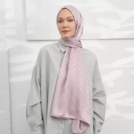 ARMANDA - İtalyan Jakar Zigzag Desen Şal - Sisli Pudra