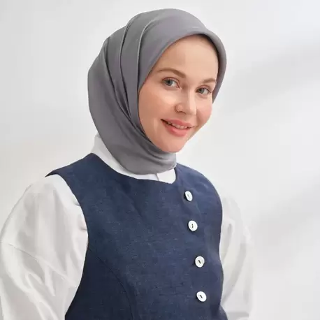 ARMANDA - 4400 Premium Twill İpek Eşarp - Füme