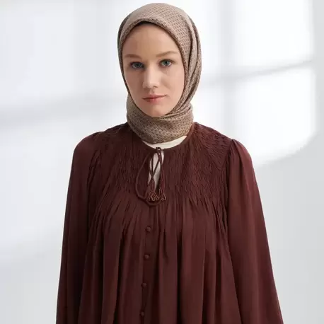 ARMANDA - 4303 NOIRE DESEN TWILL İPEK EŞARP - Karamel