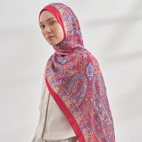 ARMANDA - 6035 Pashmina Desen Şal - Fuşya