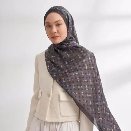 ARMANDA - 3361 Monogram Desen Şal - Antrasit