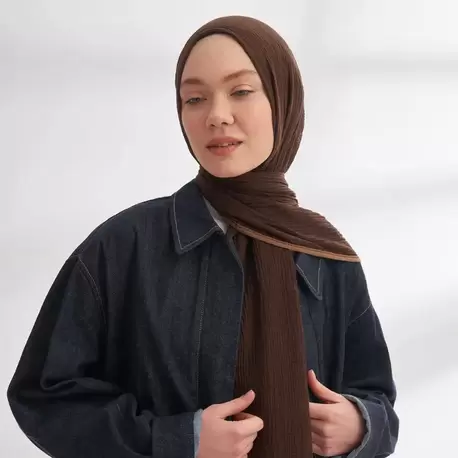 ARMANDA - 3352 Müslin Biyeli Şal - Acı Kahve