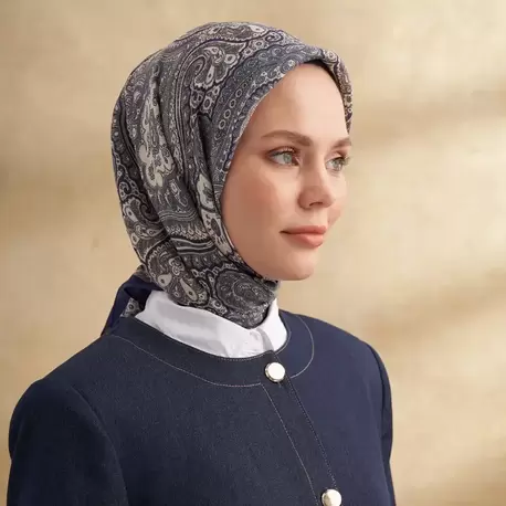 ARMANDA - 3156 Ayesha Desen Eşarp - Lacivert Krem