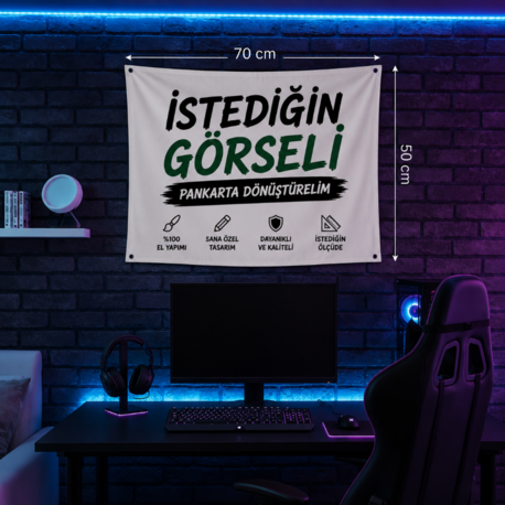 Kişiye Özel El Emeği Yatay Tasarım Pankart (70x50 cm)