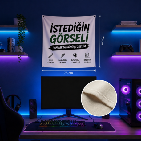 Kişiye Özel El Emeği Kare Duvar Pankartı (75x75 cm)
