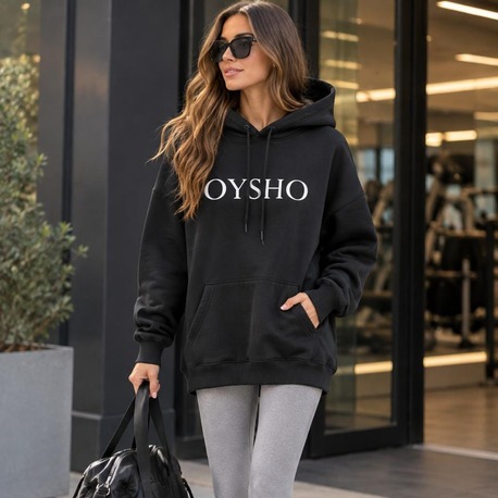 Marka Model Kapüşonlu Sweatshirt Siyah