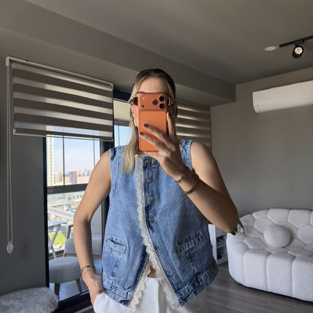 Twst Model Dantel Detaylı Yelek