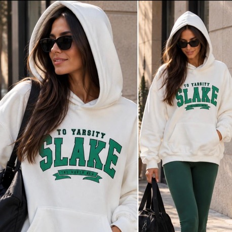 Beyaz Kapüşonlu Cepli Sweatshirt