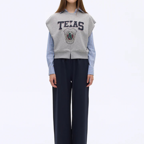 Önü baskılı Kolsuz Sweatshirt Gri Melanj