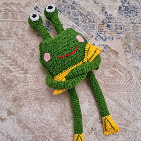 Amigurumi Örgü Oyuncak Uyku Arkadaşı Kurbağa