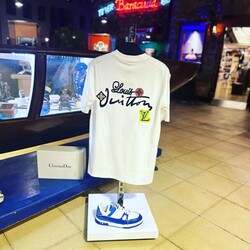 Louis Vuitton  Intarsia Short-Sleeved Crewneck T-shirt White 