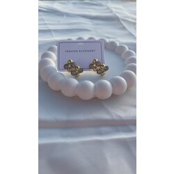 Silver gold taşlı küpe