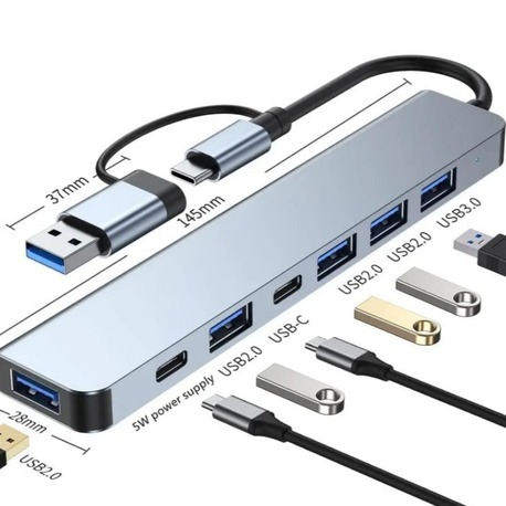 Metai Type-C Adaptör 7in1 USB 3.0 & 2.0 Hub Type-C Çoklayıcı Dönüştürücü Hızlı Şarj