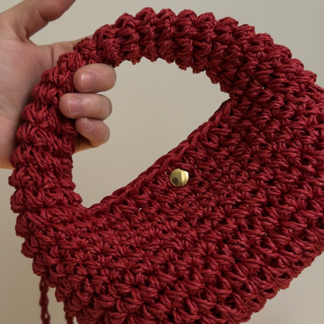 Kırmızı Hasır Midi Bag 