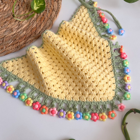 Sarı papatya boncuk bandana 