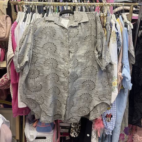 İtalyan brodeli ipek tencel gömlek