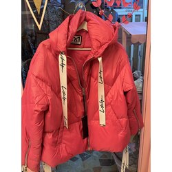 İthal pembe kurdele detaylı şişme mont