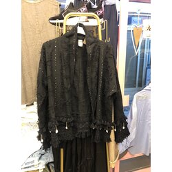 Şal yaka saçaklı ceket