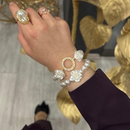 YENİİ!! GÜL DETAYLI ÇEYREK ÇERÇEVE KLASİK BİLEKLİK 