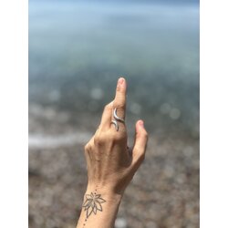Yılan Ayarlanabilir Gümüş Yüzük 