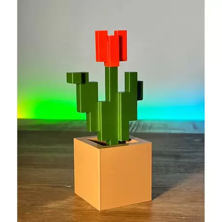 Minecraft Kırmızı Yeşil Çiçek (KAHVERENGİ) Saksı Hediyelik Figürü