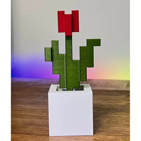 Minecraft Kırmızı Çiçek Saksı Figürü