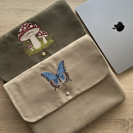 El Yapımı Nakışlı Laptop Çantası 13-14 inç Uyumlu | %100 Pamuk Gabardin Kumaş