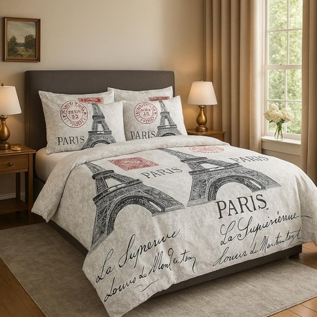 Çift Kişilik Nevresim Takımı/Paris Desenli