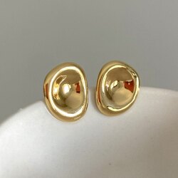 Çelik Altın Oval Küpe