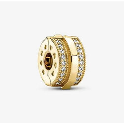 Işıltılı Pave Çizgiler ve Logolu Gold Klips