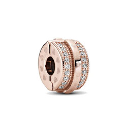 Rose Gold Işıltılı Pavé Çizgiler ve Logolu Klips
