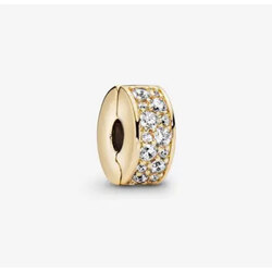 Gold Şeffaf Pavé Klips Charm