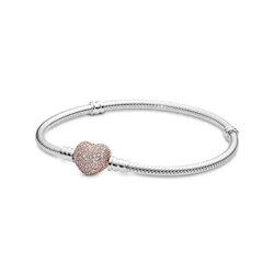 Pembe Işıltılı Pave Kalp Bileklik