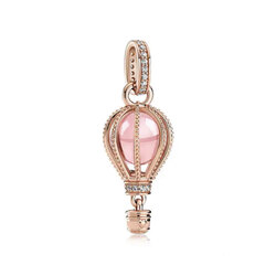 Rose Gold Parıltılı Pembe Sıcak Hava Balonu Charm 