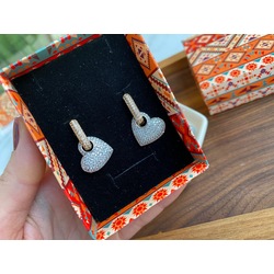 Kalp charm zirkon taşlı mix renk küpe