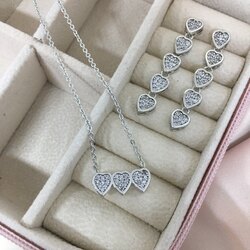 zirkon taşlı silver uzun kalp küpe 
