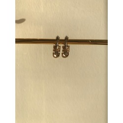 Gold - Silver Karışımlı Taşlı Halka Küpe 